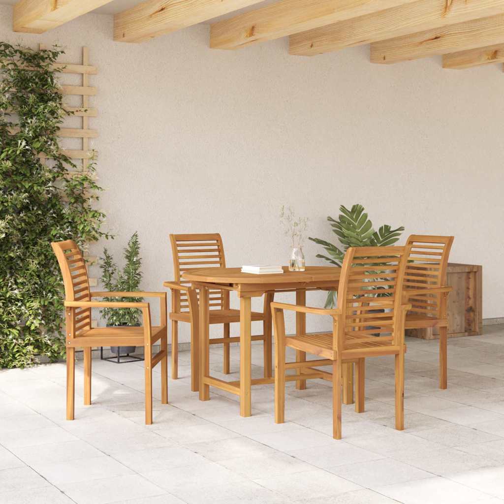 vidaXL Garten Essgruppe 5 pcs Braun Massivholz Teak