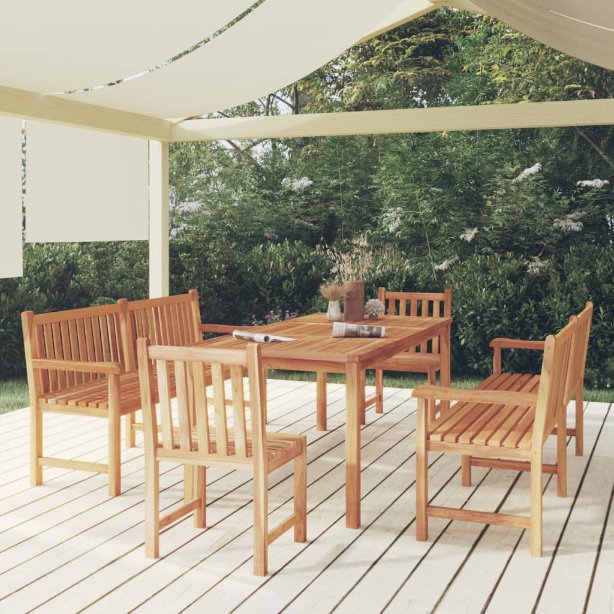 vidaXL 7-teiliges Garten-Ess-Set 180 x 90 cm Massivholz Teak