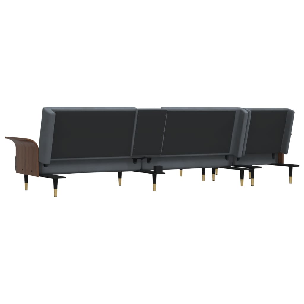 vidaXL Schlafsofa in L-Form Dunkelgrau 279x140x70 cm Samt