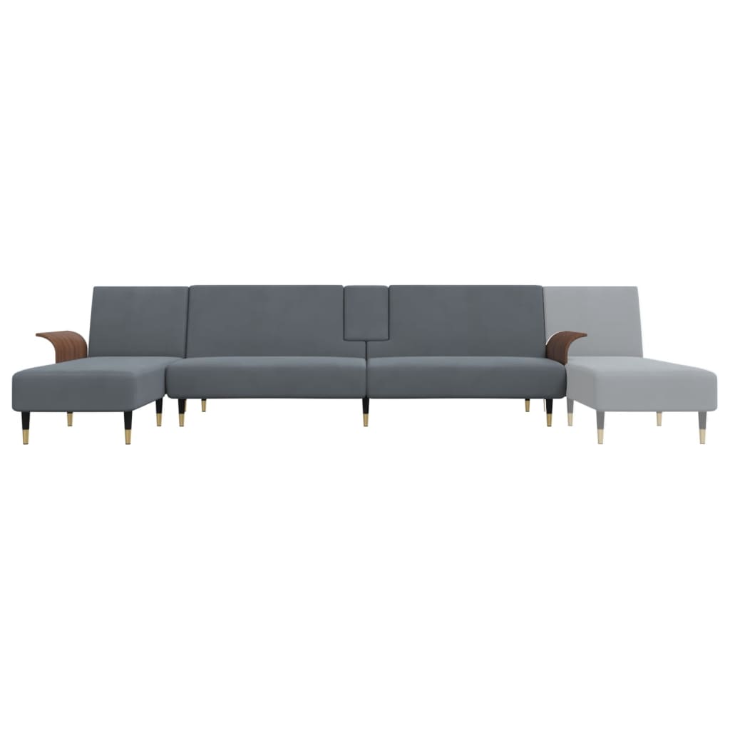 vidaXL Schlafsofa in L-Form Dunkelgrau 279x140x70 cm Samt