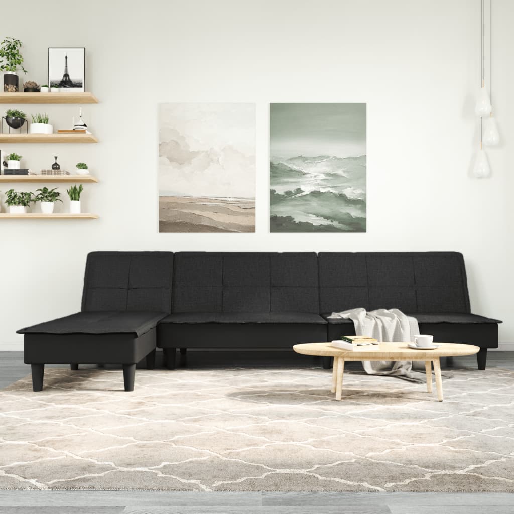 vidaXL Schlafsofa in L-Form Dunkelgrau 255x140x70 cm Stoff