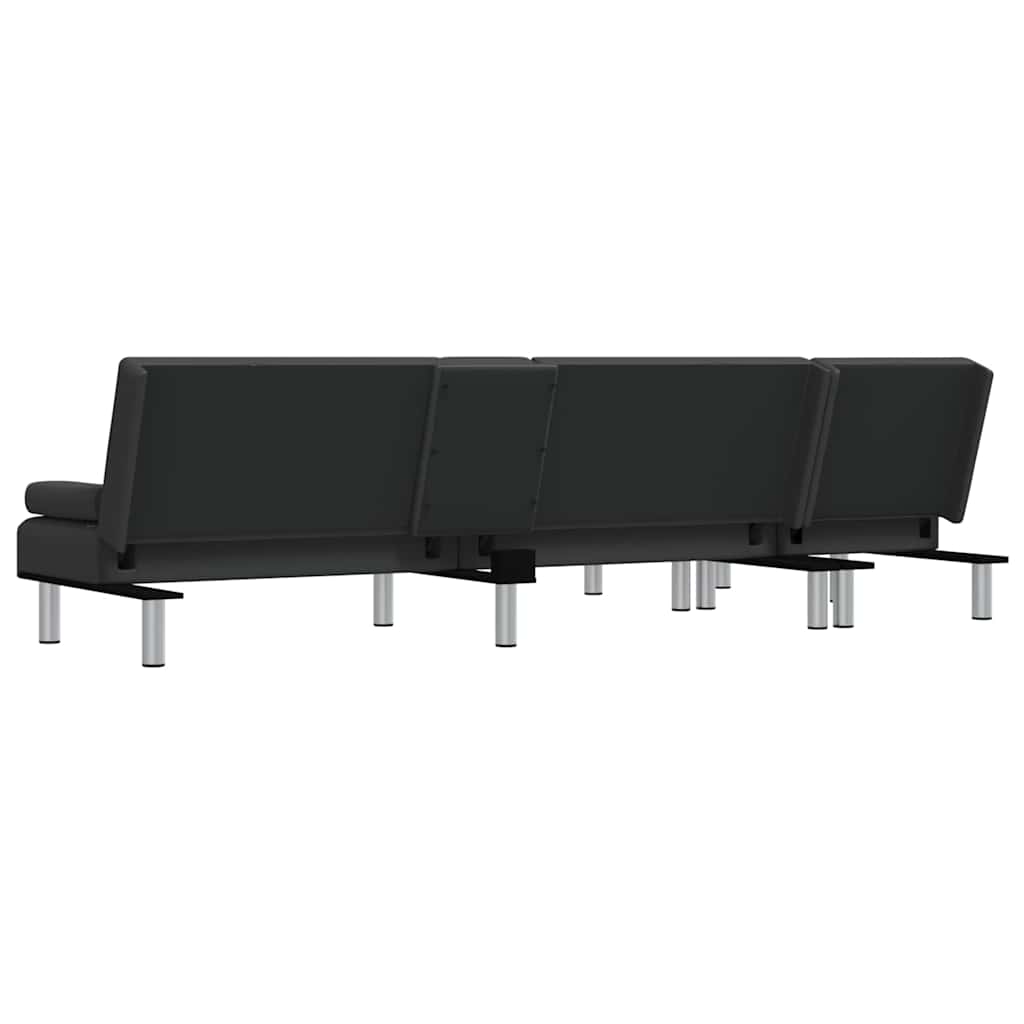 vidaXL Schlafsofa in L-Form Schwarz 255x140x70 cm Kunstleder