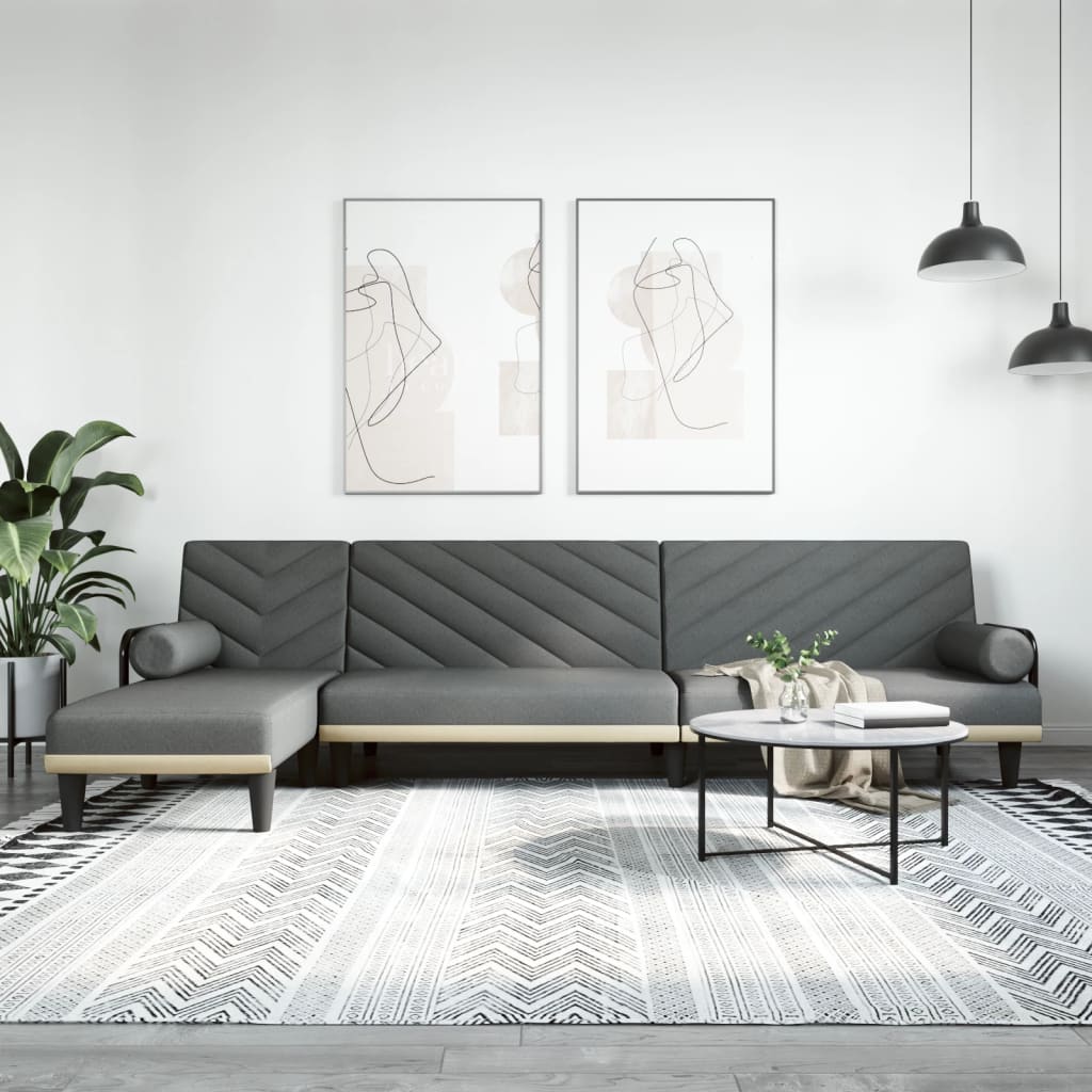 vidaXL Schlafsofa in L-Form Dunkelgrau 260x140x70 cm Stoff