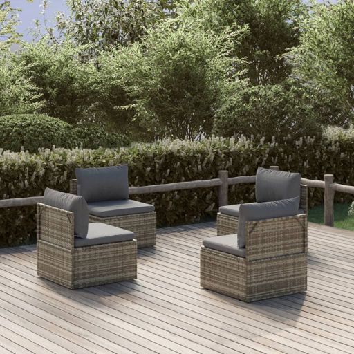 Garten-Mittelsofas 4 Stk. Grau 57x57x56 cm Poly Rattan