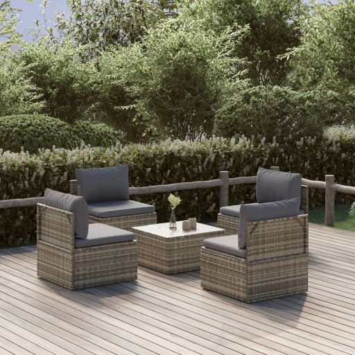 Garten-Mittelsofas 4 Stk. Grau 57x57x56 cm Poly Rattan