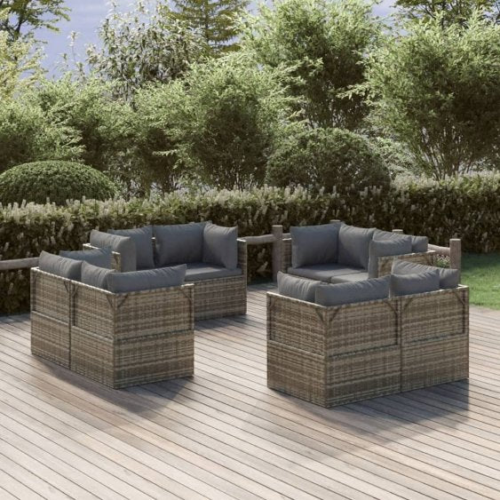 Garten-Mittelsofas 4 Stk. Grau 57x57x56 cm Poly Rattan