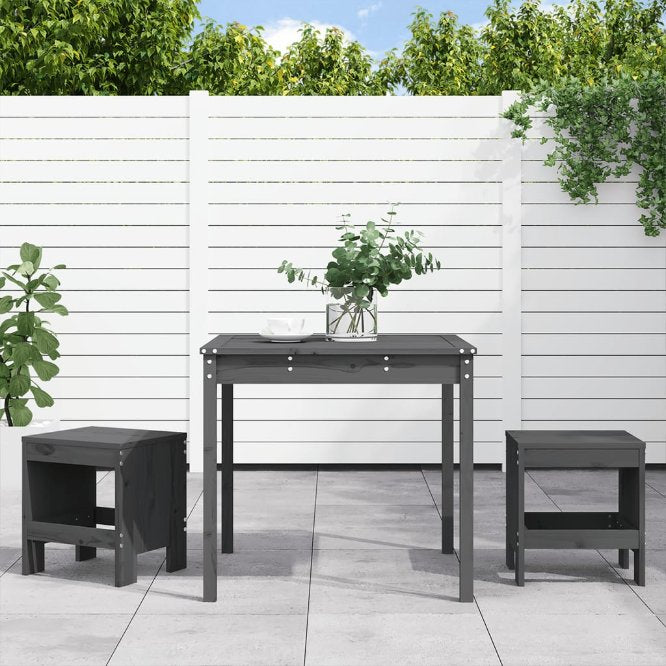 3-tlg. Garten-Bistro-Set Weiß Massivholz Kiefer