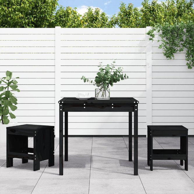 3-tlg. Garten-Bistro-Set Weiß Massivholz Kiefer