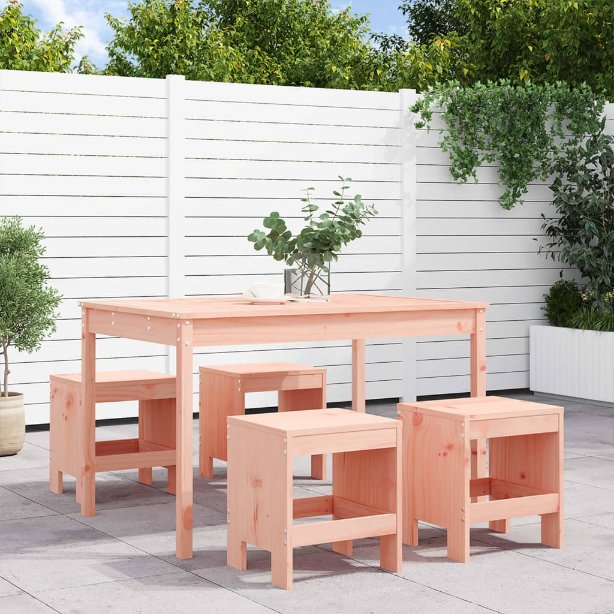 5-tlg. Garten-Essgruppe Weiß Massivholz Kiefer