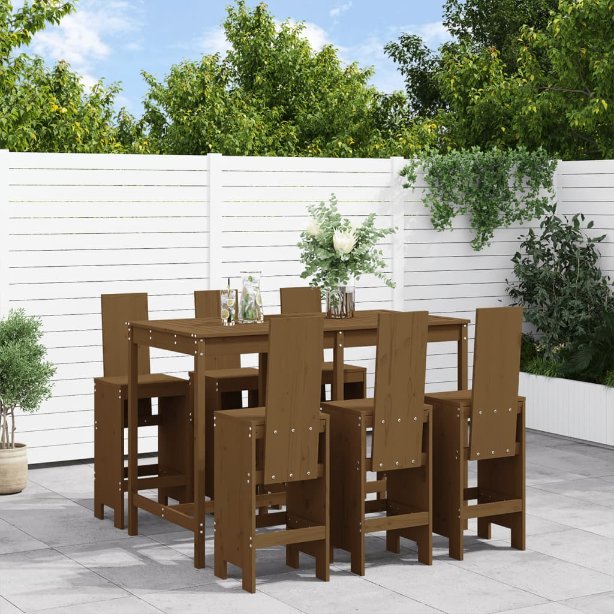 7-tlg. Gartenbar-Set Massivholz Kiefer