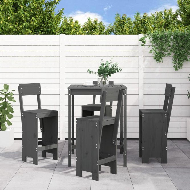 5-tlg. Gartenbar-Set Weiß Massivholz Kiefer