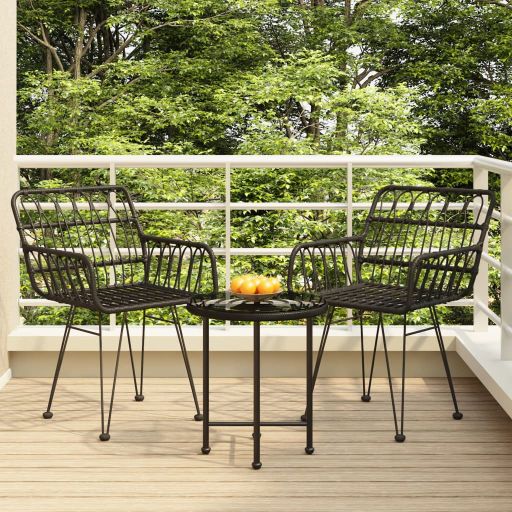 3-tlg. Garten-Essgruppe Poly Rattan