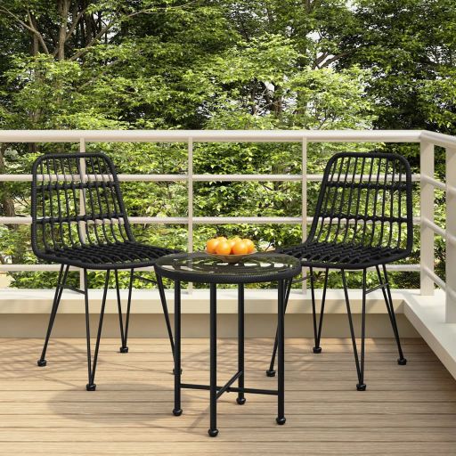3-tlg. Garten-Essgruppe Poly Rattan