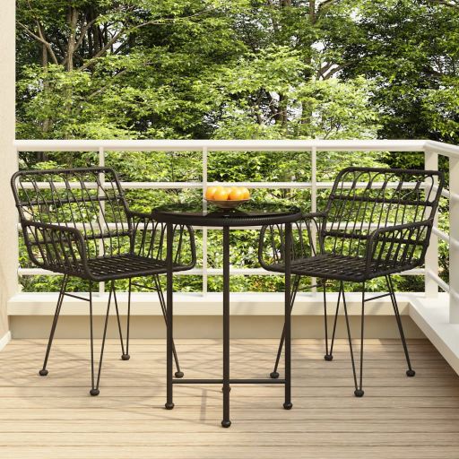 3-tlg. Garten-Essgruppe Poly Rattan