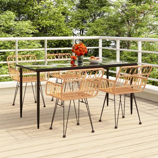 3-tlg. Garten-Essgruppe Poly Rattan