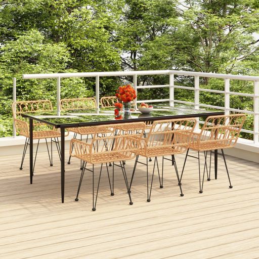 3-tlg. Garten-Essgruppe Poly Rattan