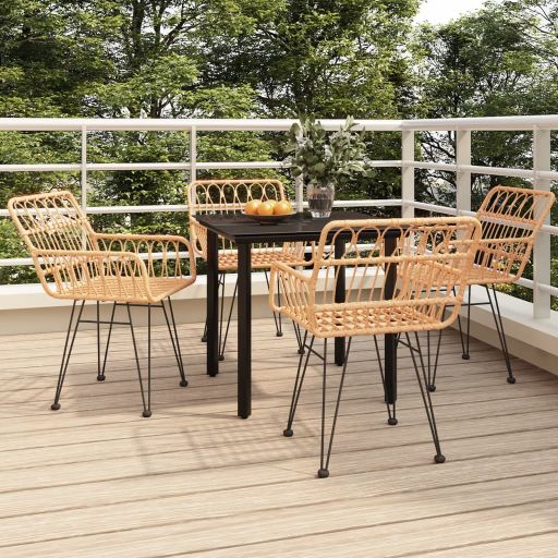 3-tlg. Garten-Essgruppe Poly Rattan