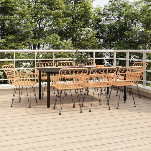 3-tlg. Garten-Essgruppe Poly Rattan