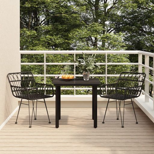 3-tlg. Garten-Essgruppe Poly Rattan