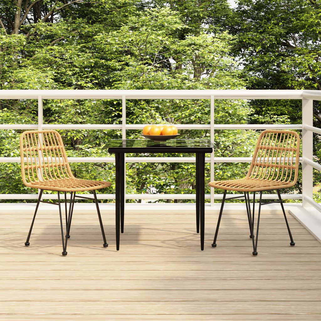 3-tlg. Garten-Essgruppe Poly Rattan