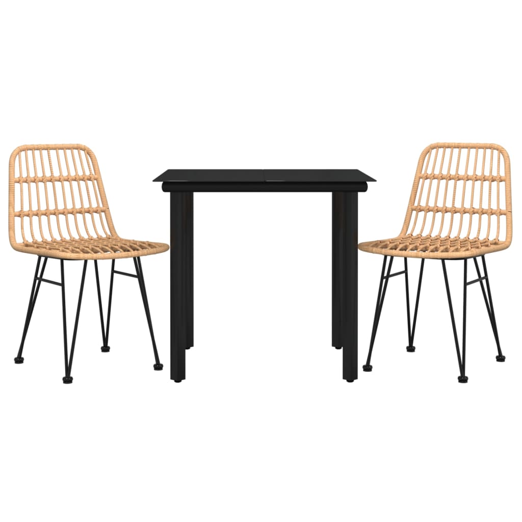 3-tlg. Garten-Essgruppe Poly Rattan