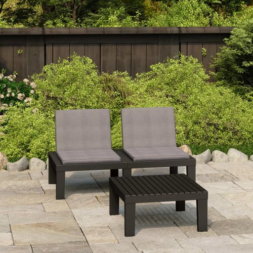 vidaXL 4-tlg. Garten-Lounge-Set mit Auflagen Kunststoff Weiß