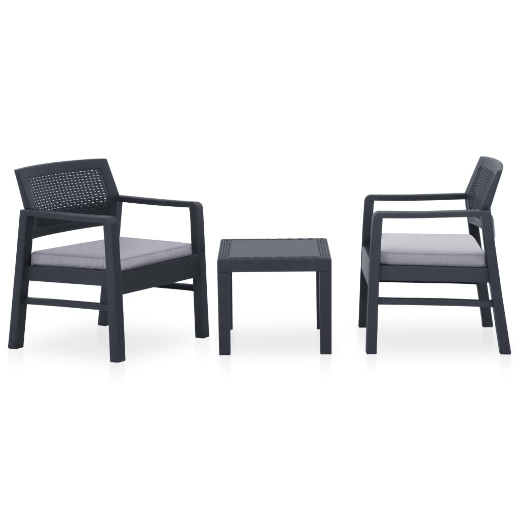 3-tlg. Garten-Lounge-Set mit Auflagen Kunststoff Weiß
