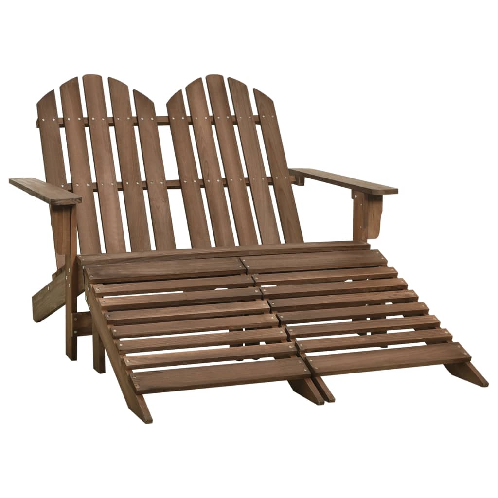 Adirondack-Gartenbank 2-Sitzer mit Fußteil Tannenholz Weiß