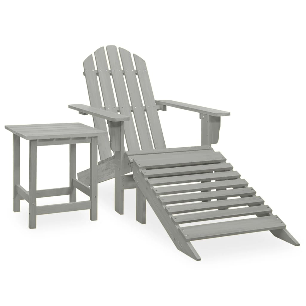 Adirondack-Gartenstuhl mit Fußstütze & Tisch Tannenholz Weiß