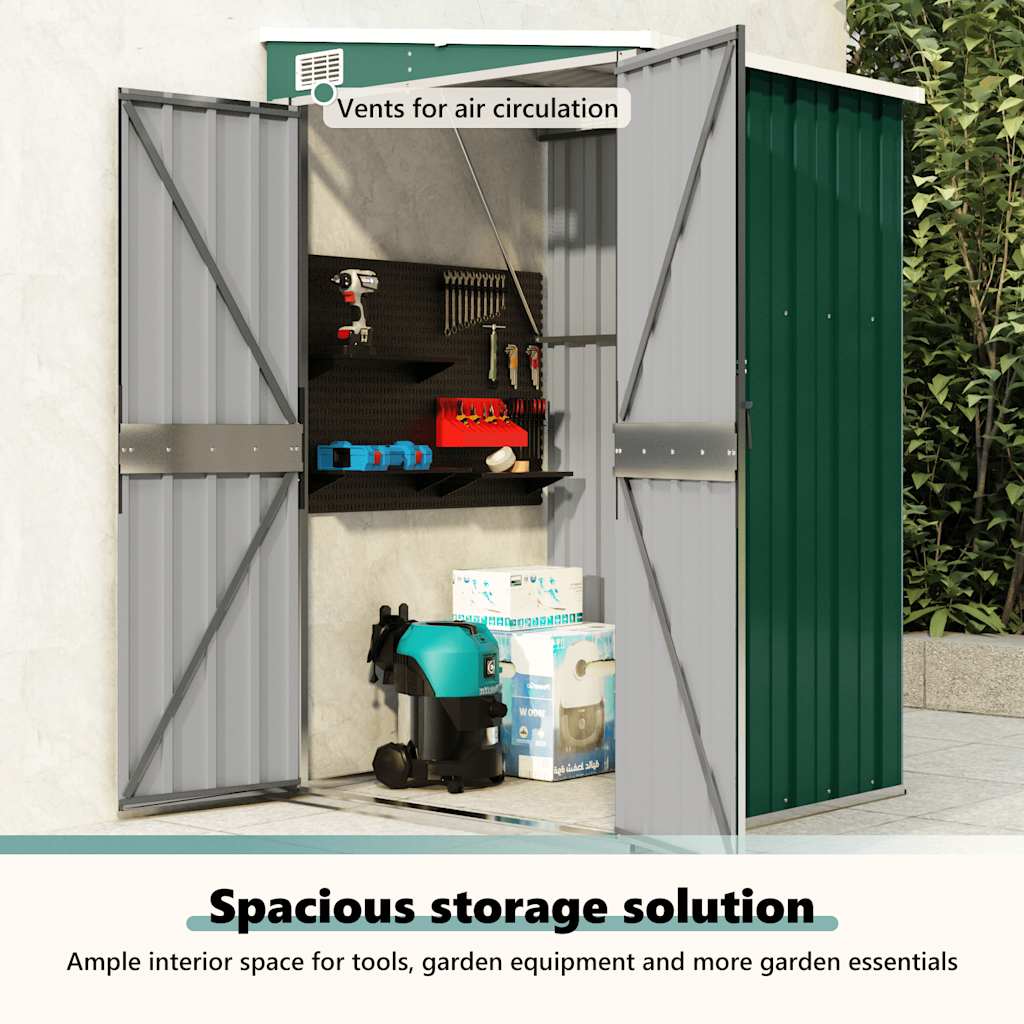 vidaXL Anbauschuppen Grün 118x100x178 cm Verzinkter Stahl