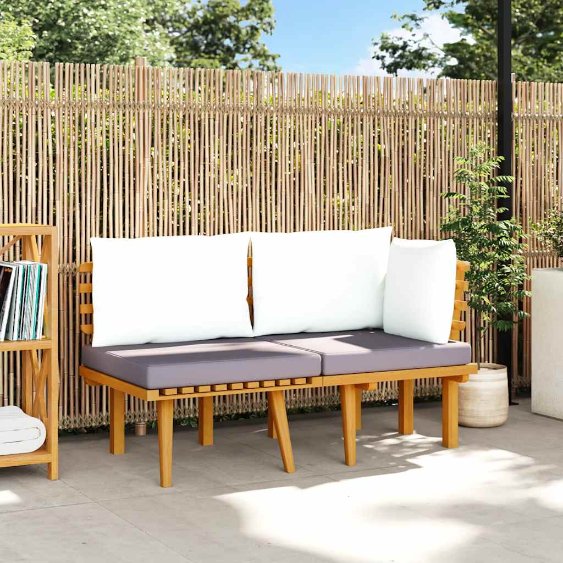 vidaXL 2-Sitzer-Gartensofa mit Kissen Massivholz Akazie