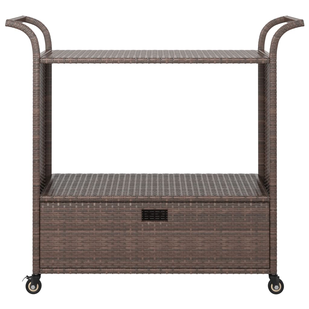 vidaXL Barwagen mit Schublade Braun 100x45x97 cm Poly Rattan
