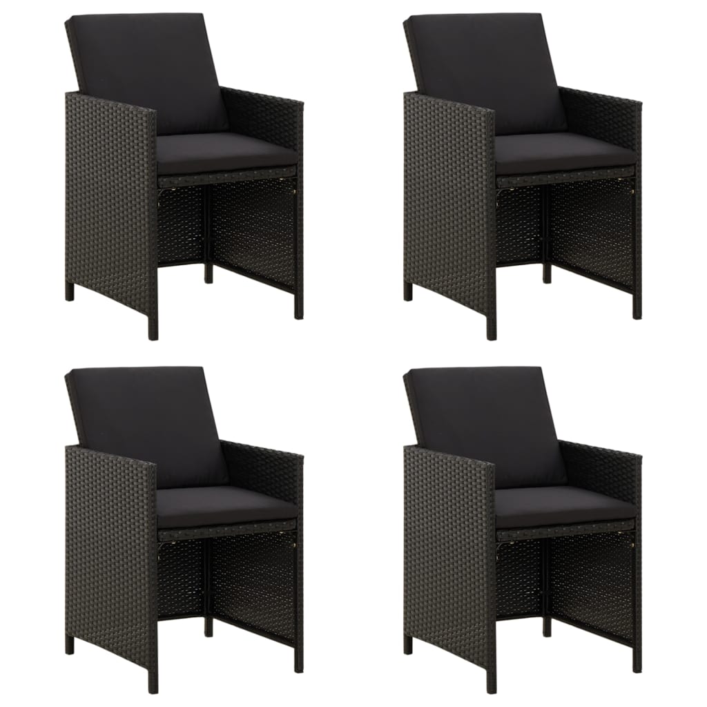 vidaXL Gartenstühle 4 Stk. Poly Rattan Schwarz