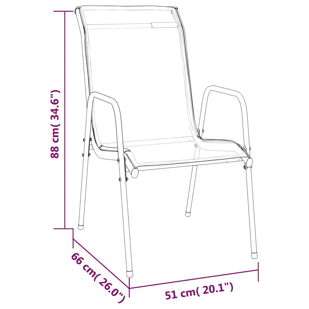 vidaXL Gartenstühle 2 Stk. Stahl und Textilene Schwarz