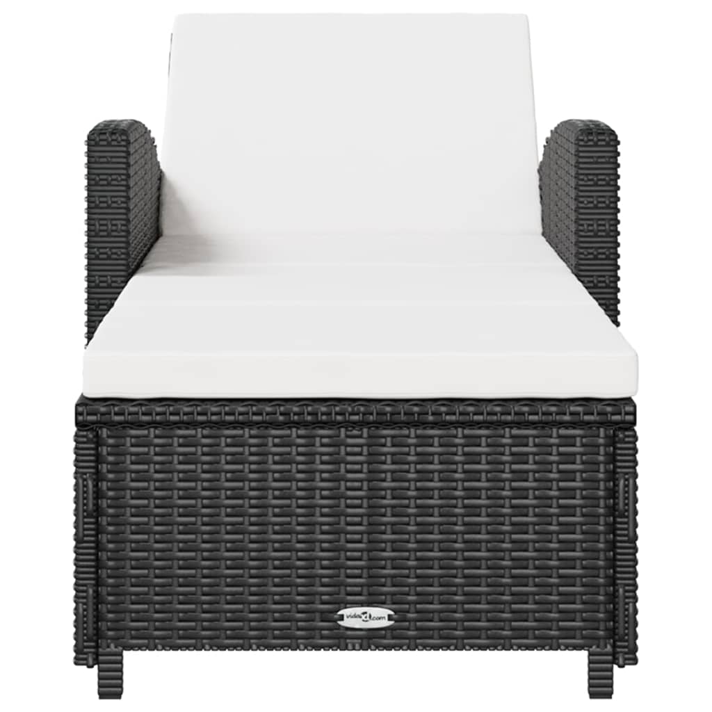 vidaXL Sonnenliege mit Cremeweißer Auflage Poly Rattan Schwarz