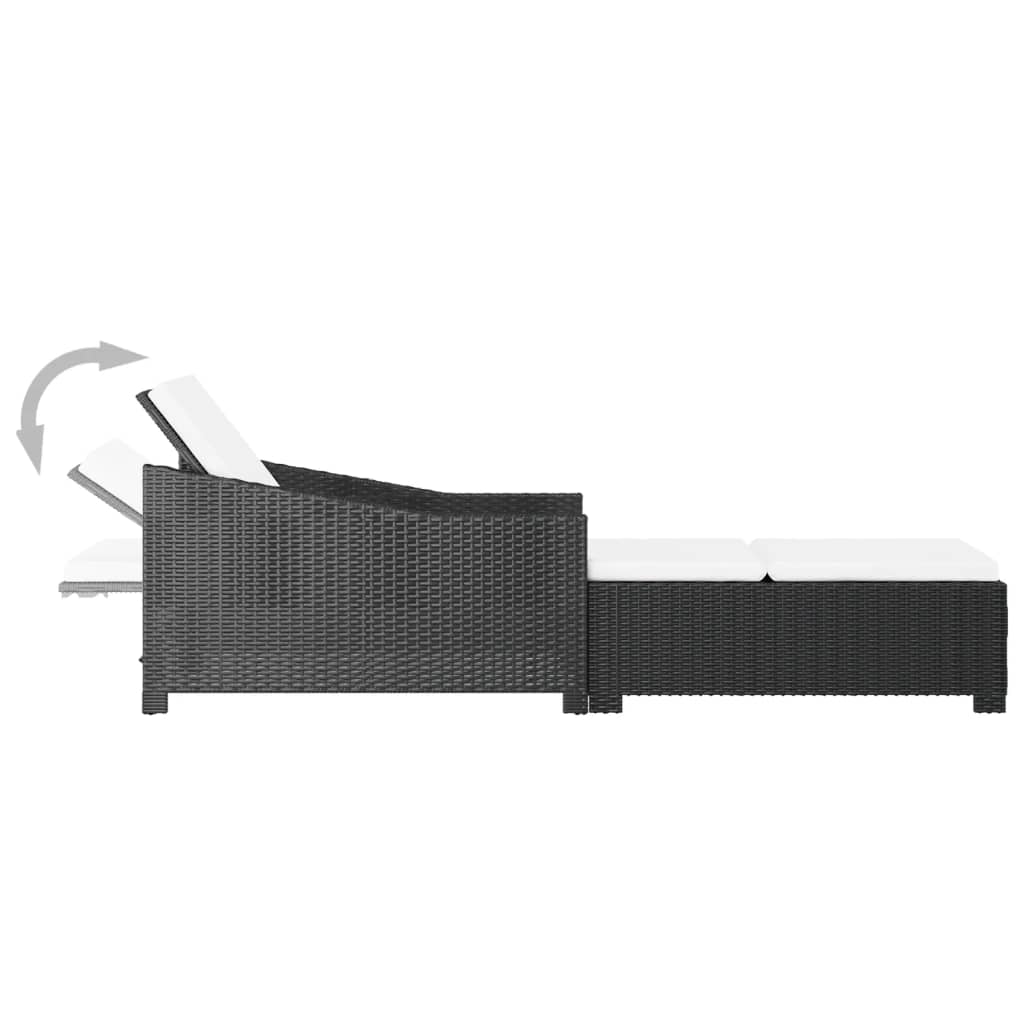vidaXL Sonnenliege mit Cremeweißer Auflage Poly Rattan Schwarz