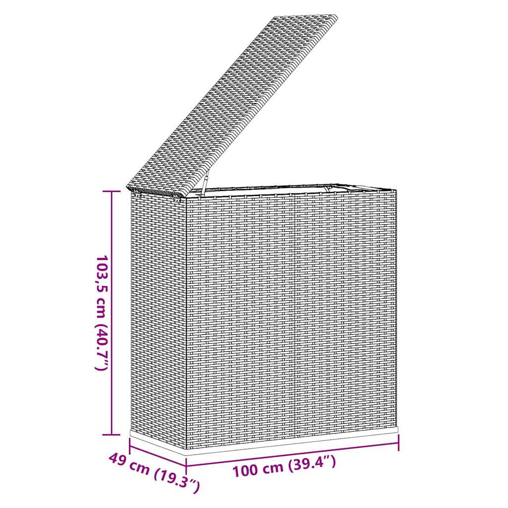 vidaXL Garten-Kissenbox PE Rattan 100x49x103,5 cm Schwarz
