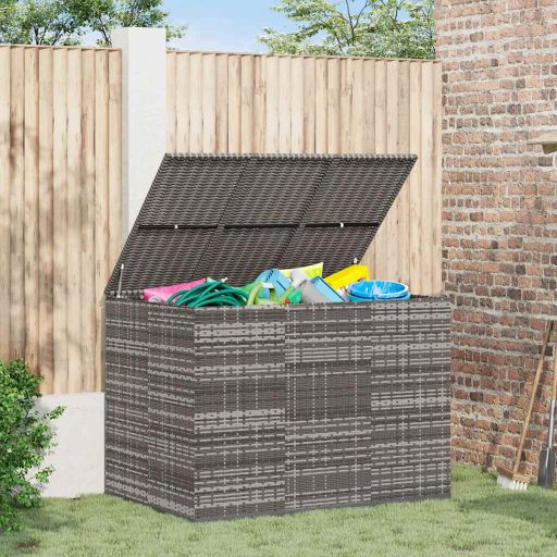 vidaXL Garten-Kissenbox PE Rattan 100x49x103,5 cm Schwarz