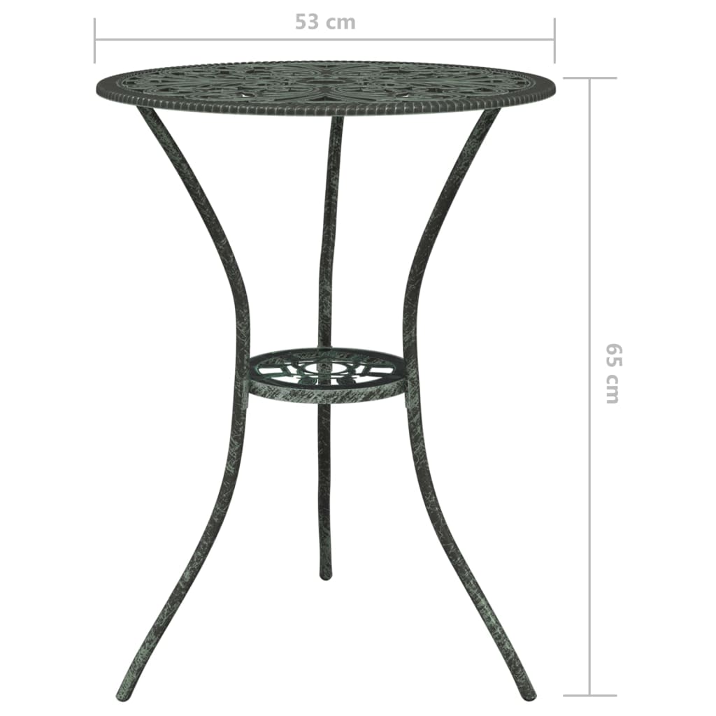3-tlg. Bistro-Set Aluminiumguss Grün