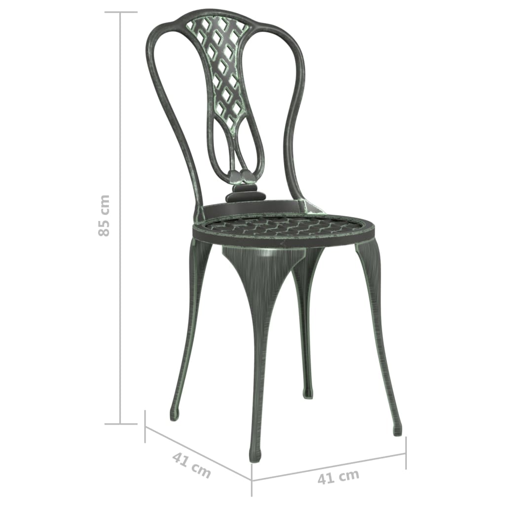 3-tlg. Bistro-Set Aluminiumguss Grün