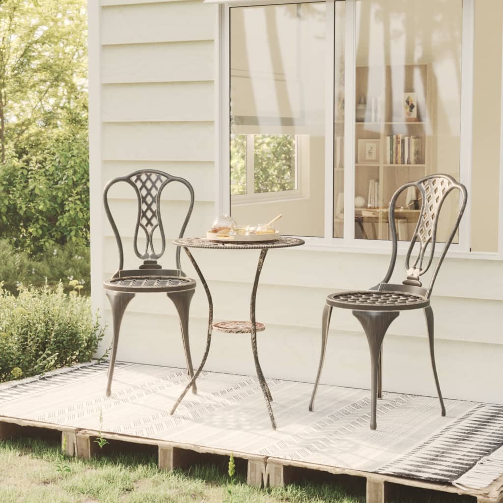 3-tlg. Bistro-Set Aluminiumguss Grün