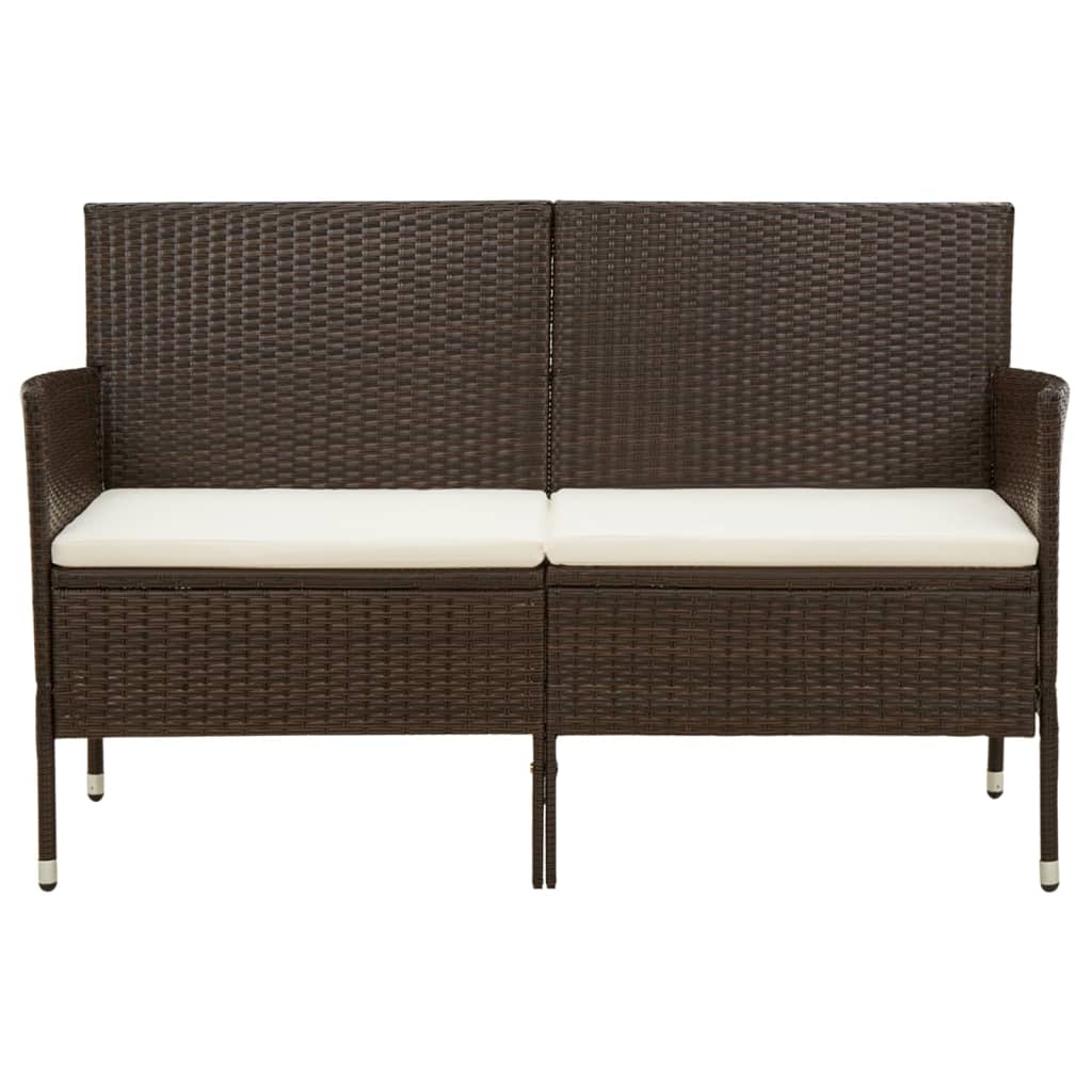 vidaXL Gartensofa 3-Sitzer mit Kissen Braun Poly Rattan