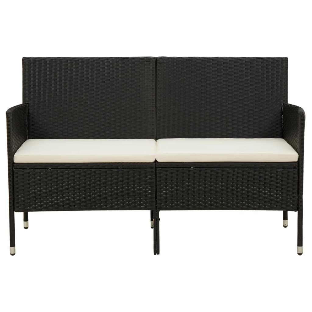 Gartensofa 3-Sitzer mit Kissen Braun Poly Rattan