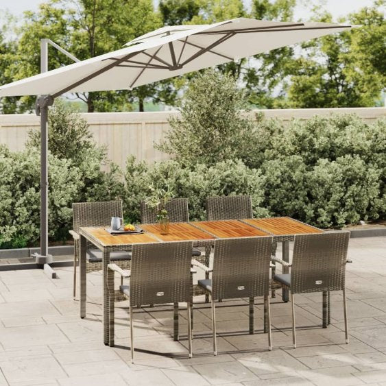 3-tlg. Garten-Essgruppe mit Kissen Schwarz Poly Rattan