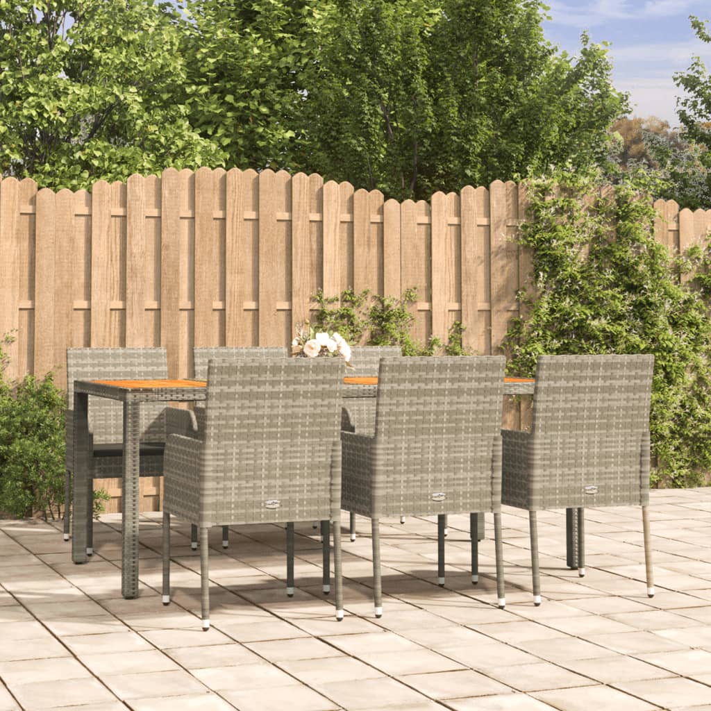 3-tlg. Garten-Essgruppe mit Kissen Schwarz Poly Rattan