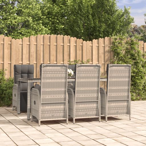 3-tlg. Garten-Essgruppe mit Kissen Grau Poly Rattan
