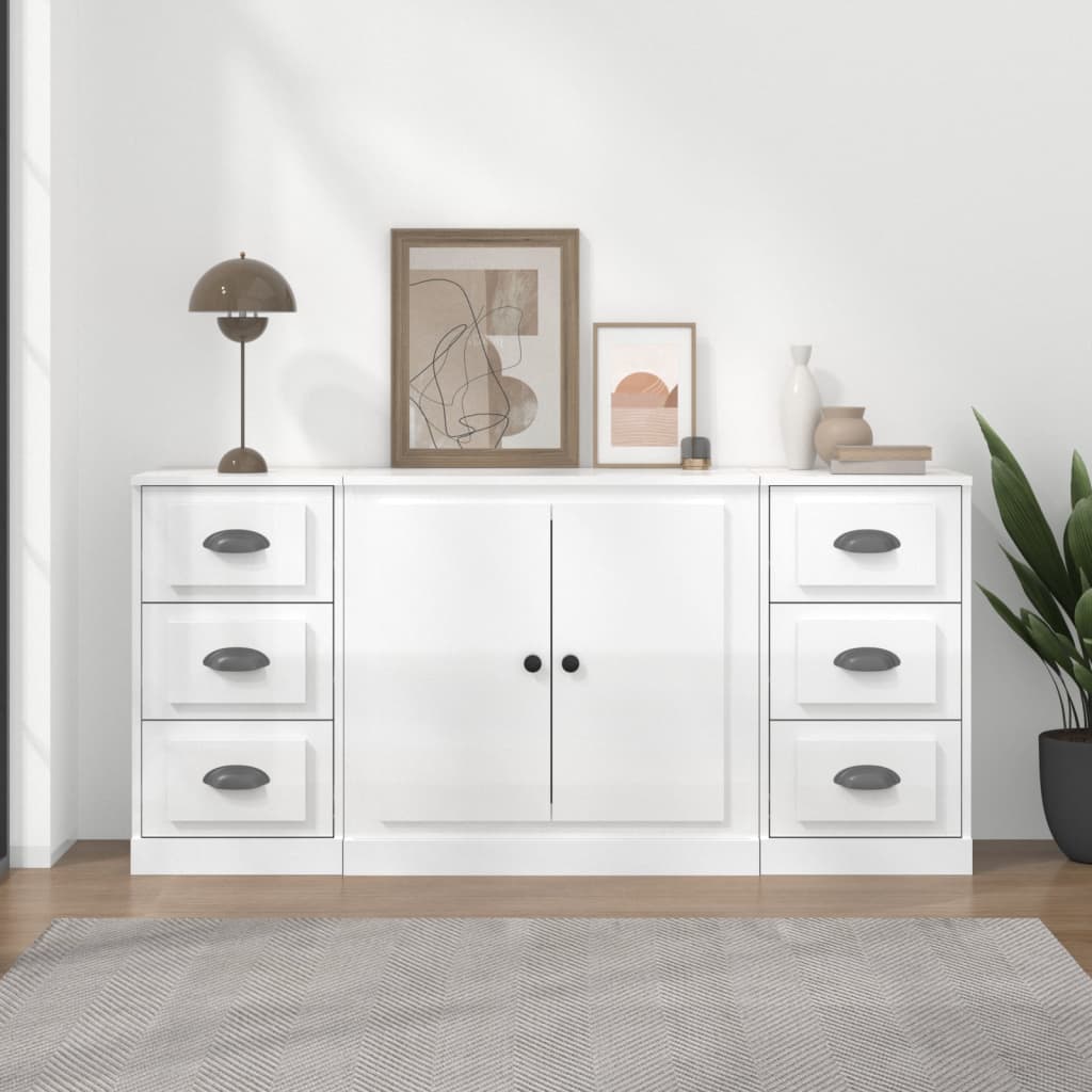 Sideboards 3 Stk. Weiß Holzwerkstoff