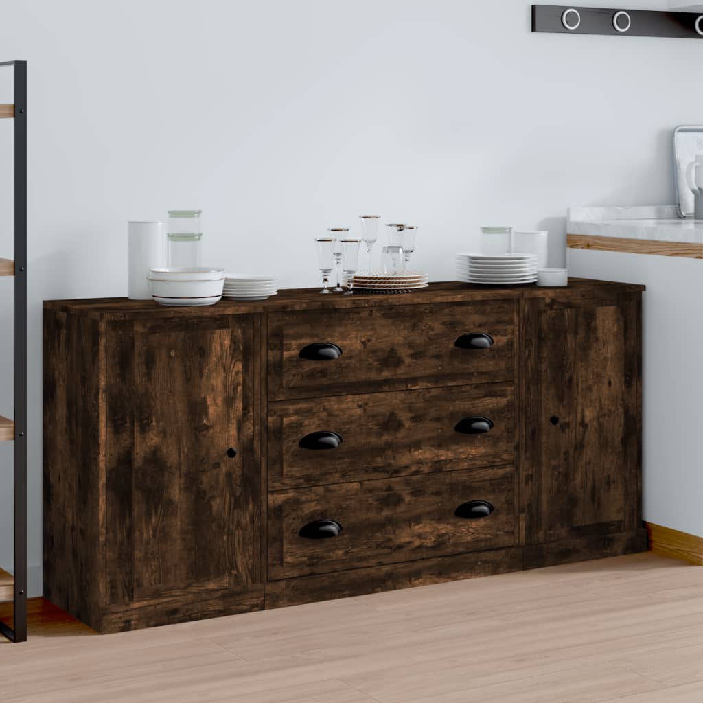 vidaXL Sideboards 3 Stk. Weiß Holzwerkstoff