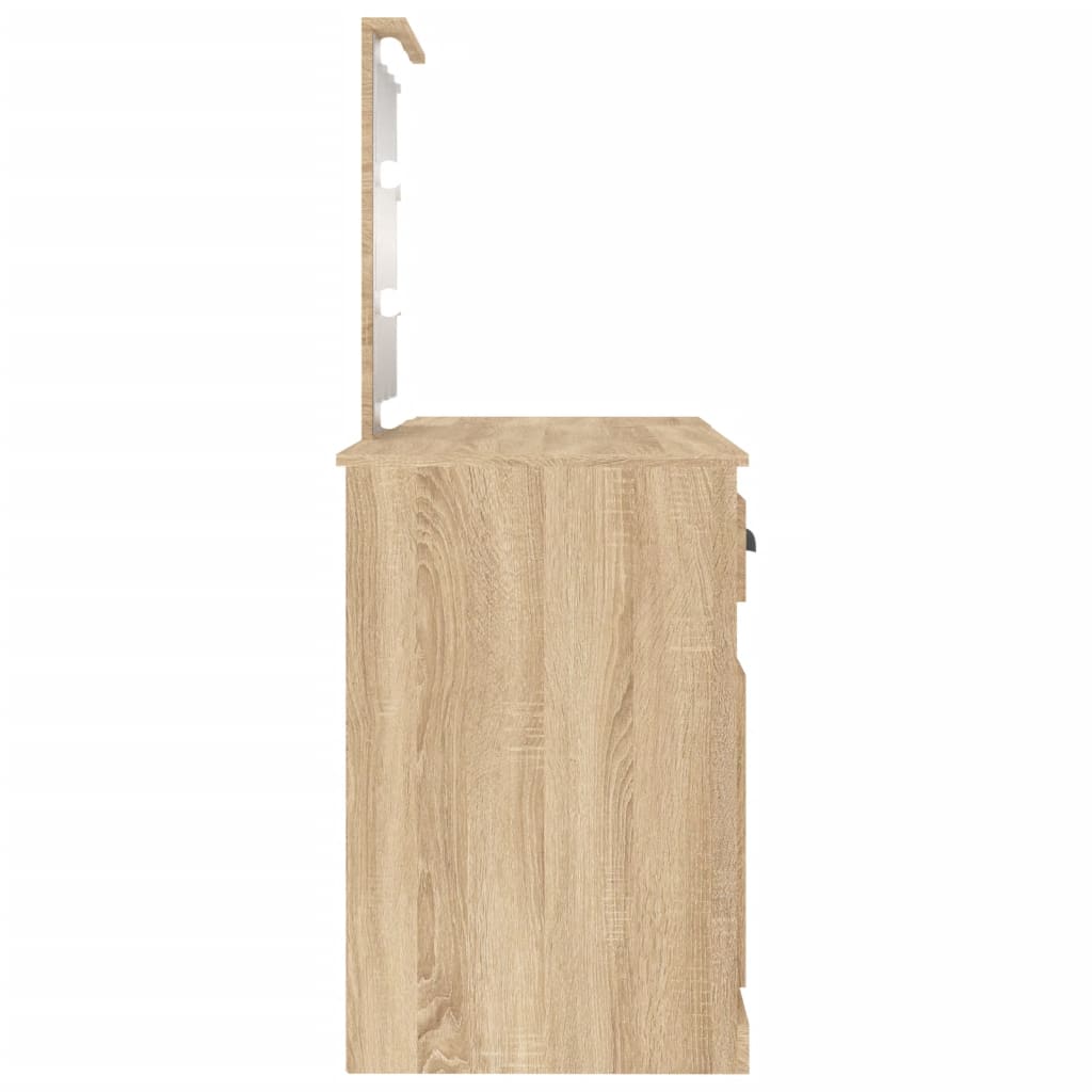 vidaXL Schminktisch mit LED-Leuchten Sonoma-Eiche 130x50x132,5 cm