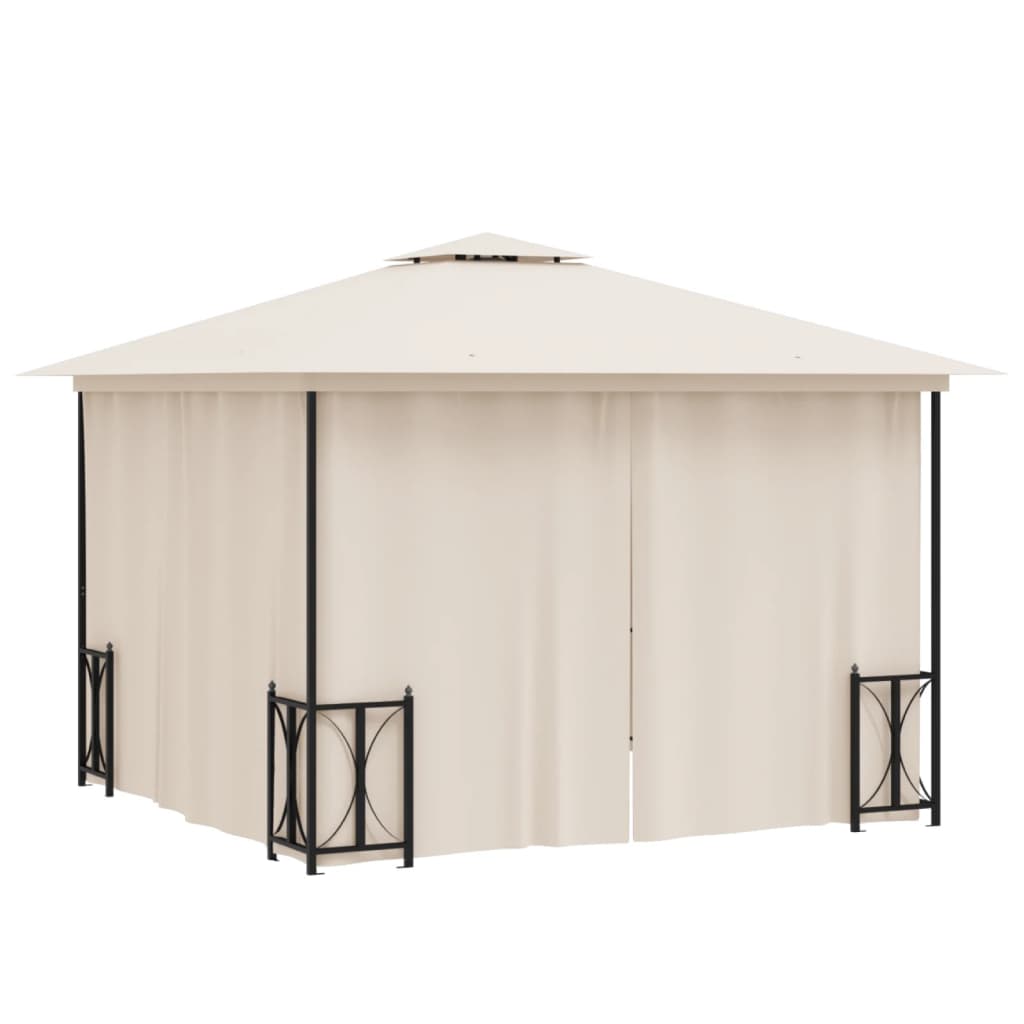 vidaXL Pavillon mit Seitenwänden & Doppeldach 3x3 m Creme